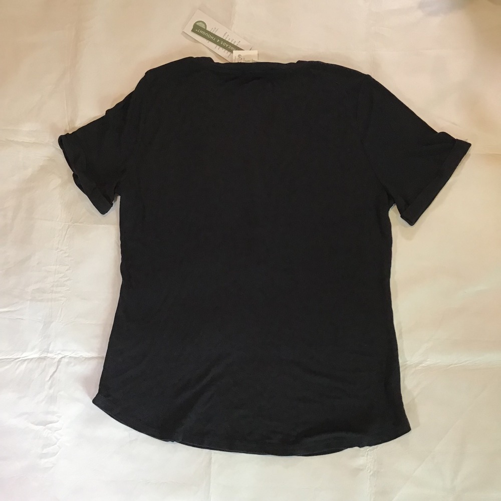 Threads 4 Thought Akia Feather Rib Short Sleeve Henley Black XXL NWT - Picture 4 of 4